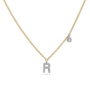 Women’s 14K Diamond Initial Pendant/ Necklace “R”